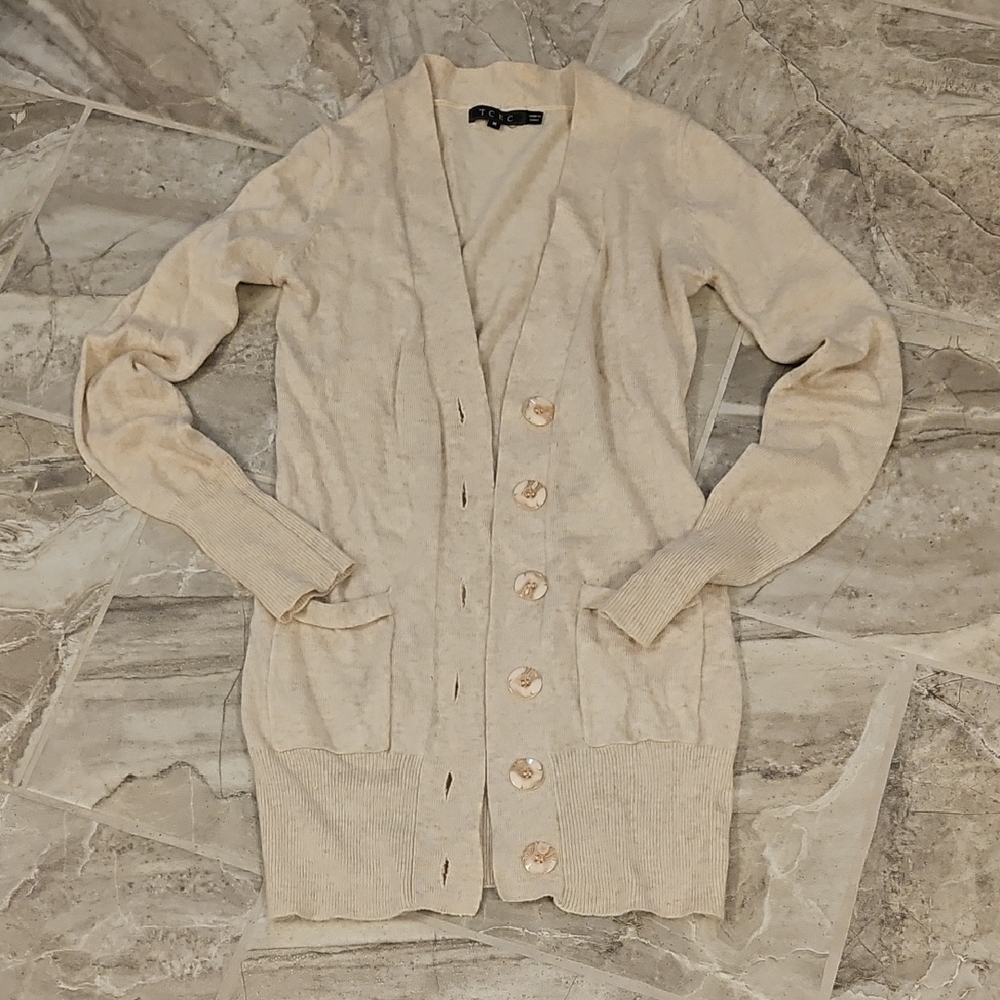 TCEC Cream Button-Up Women’s Cardigan Sweater
